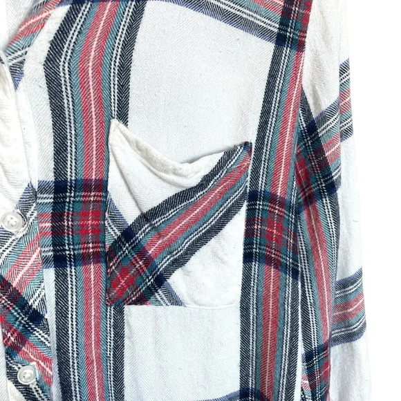 Rails Women’s Hunter Long Sleeve Plaid Button Down in White/Navy/Red Size S - Picture 11 of 14